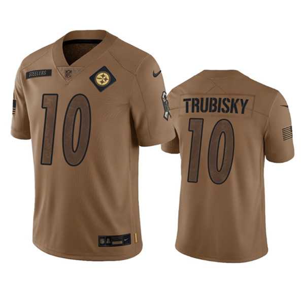 Mens Pittsburgh Steelers #10 Mitch Trubisky 2023 Brown Salute To Service Limited Football Stitched Jersey Dyin